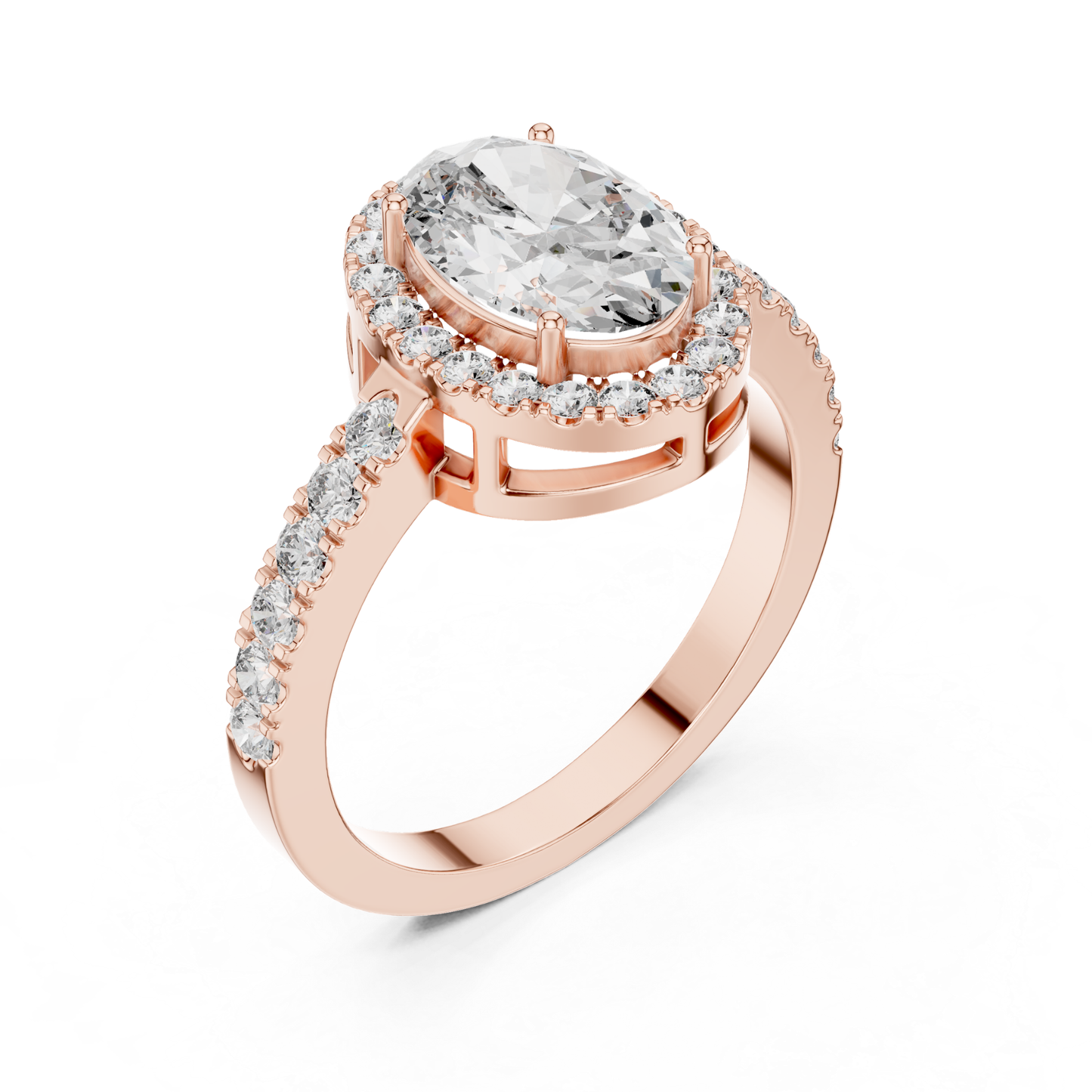 Oval Center Diamond Halo Ring | Crowned in Pure Brilliance