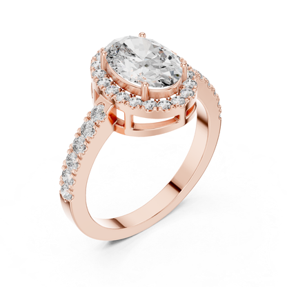 Oval Center Diamond Halo Ring | Crowned in Pure Brilliance