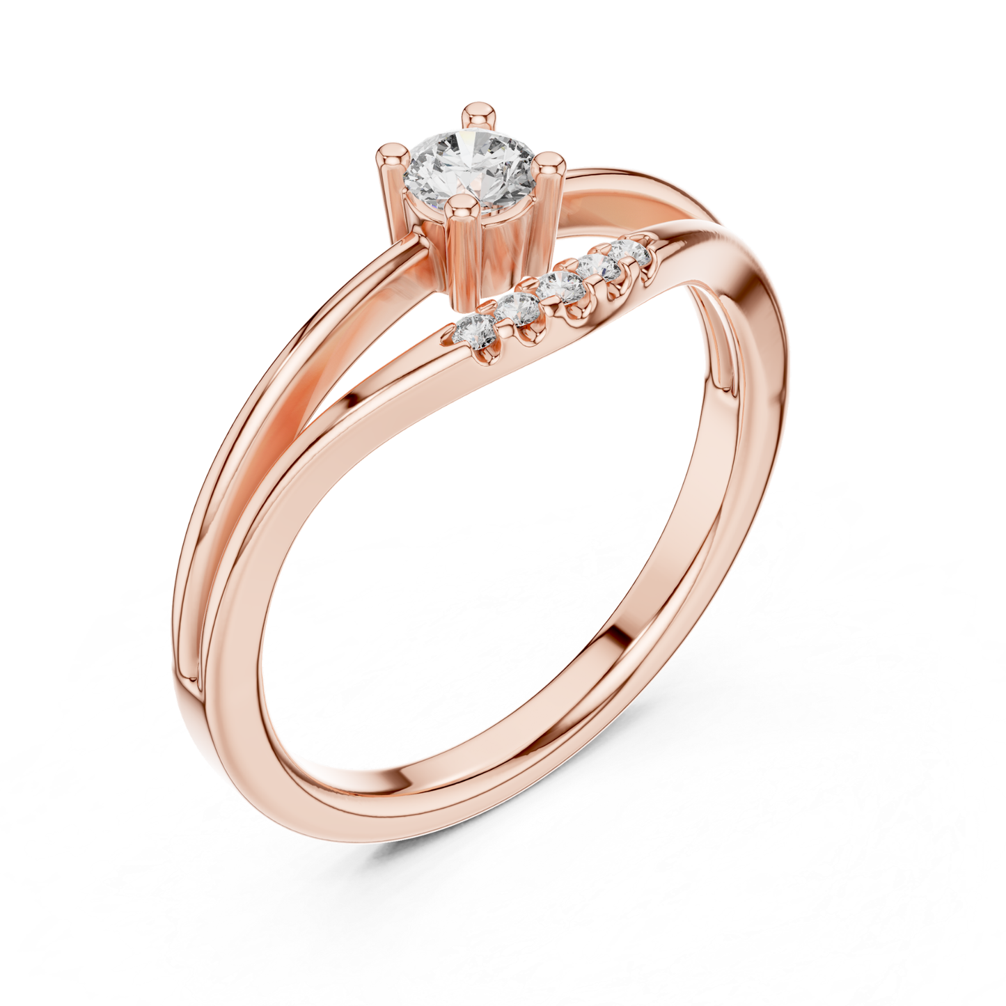 Round Cut Diamond Chevron Ring | Elegant Minimal Luxury Style