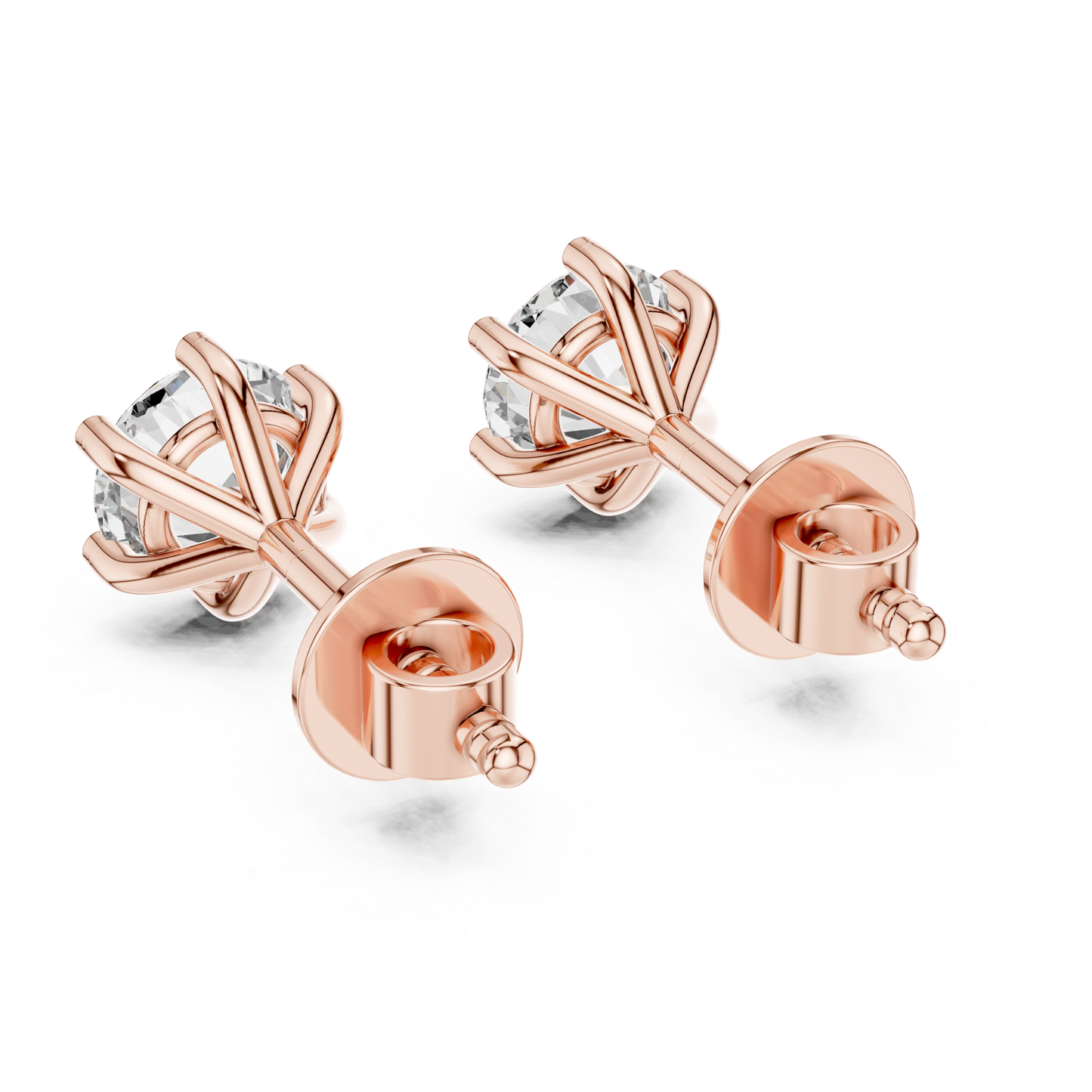 Round Diamond Stud Earrings | Timeless Brilliance in Six Prong Setting