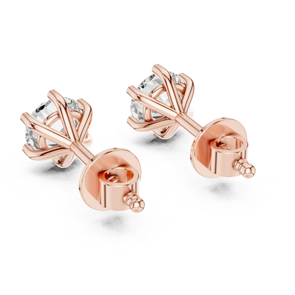 Round Diamond Stud Earrings | Timeless Brilliance in Six Prong Setting