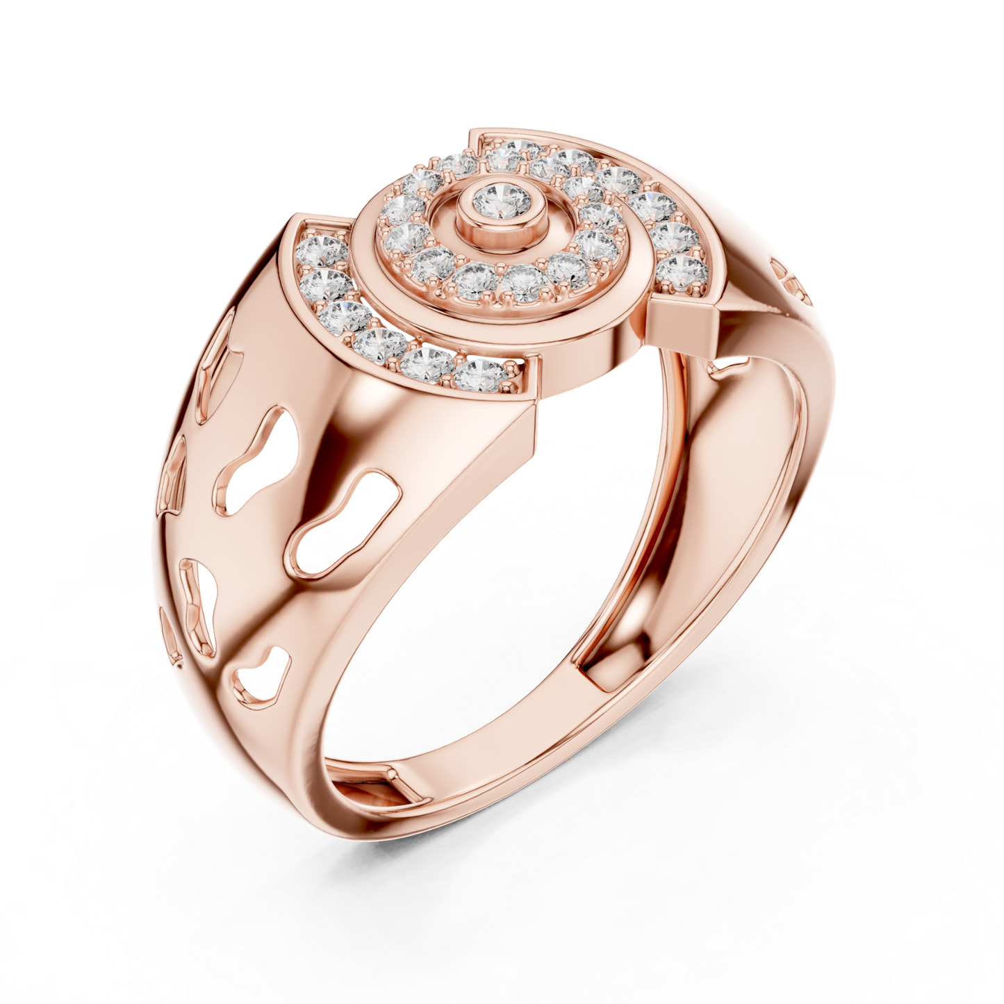Luxury Diamond Circle Statement Rings | Modern White Gold Style