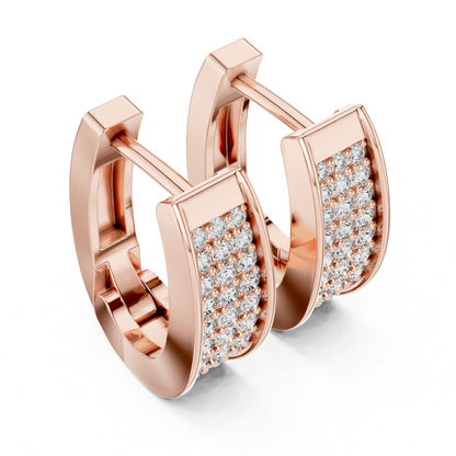 Rectangular Diamond Hoop Earrings with Multi Row Brilliance | Modern Radiance
