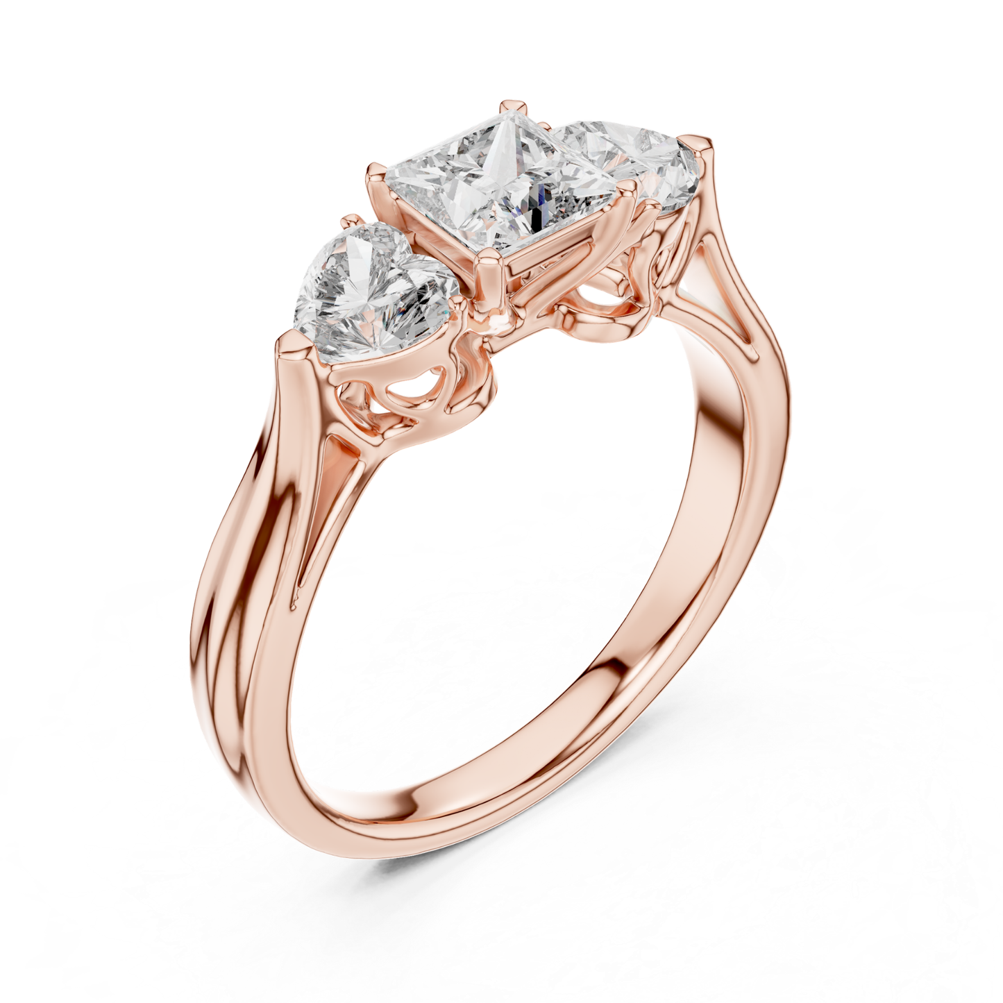Princess Center Three Diamond Band Ring | Reign in Brilliance