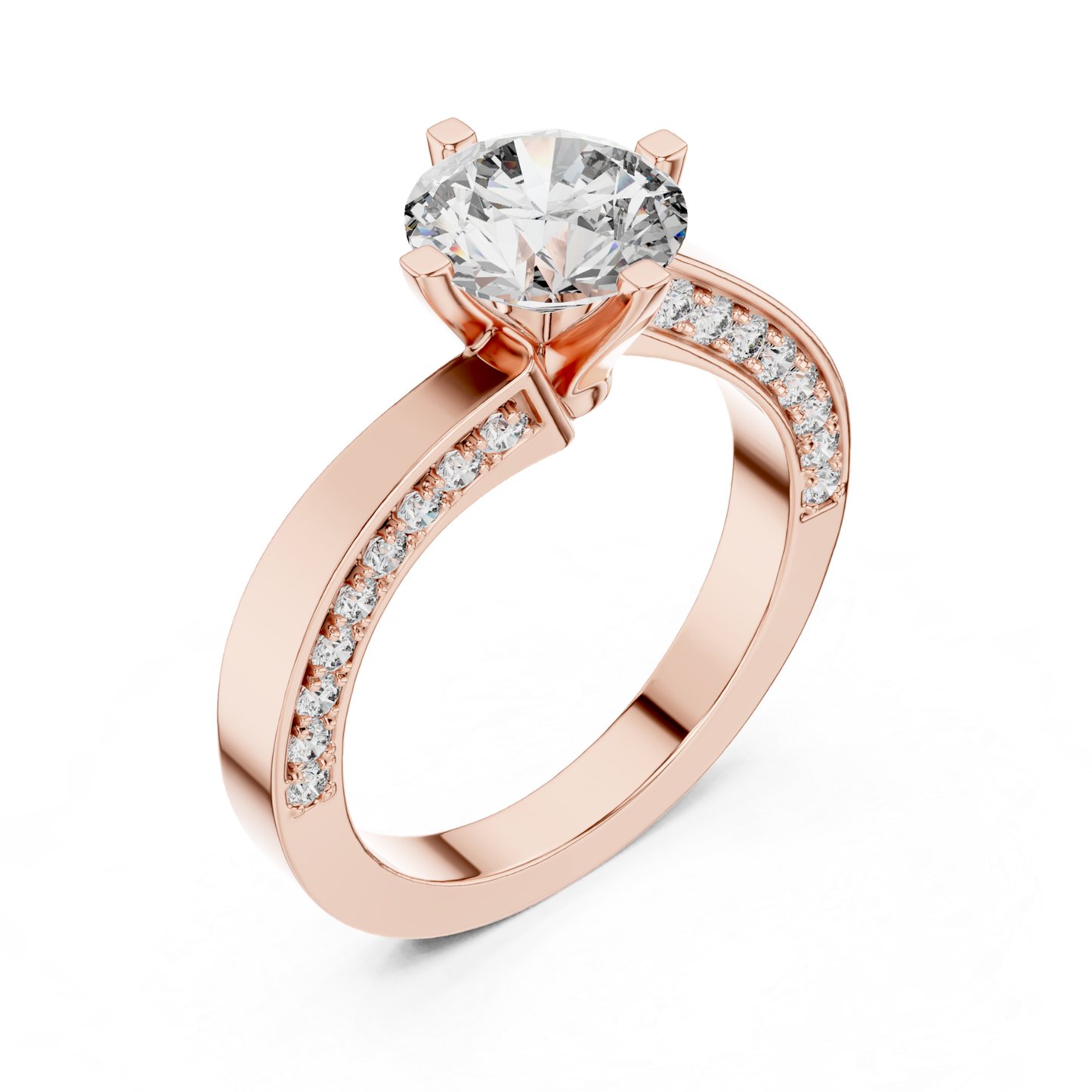 Round Cut Diamond Bypass Engagement Ring | Modern Luxury Style