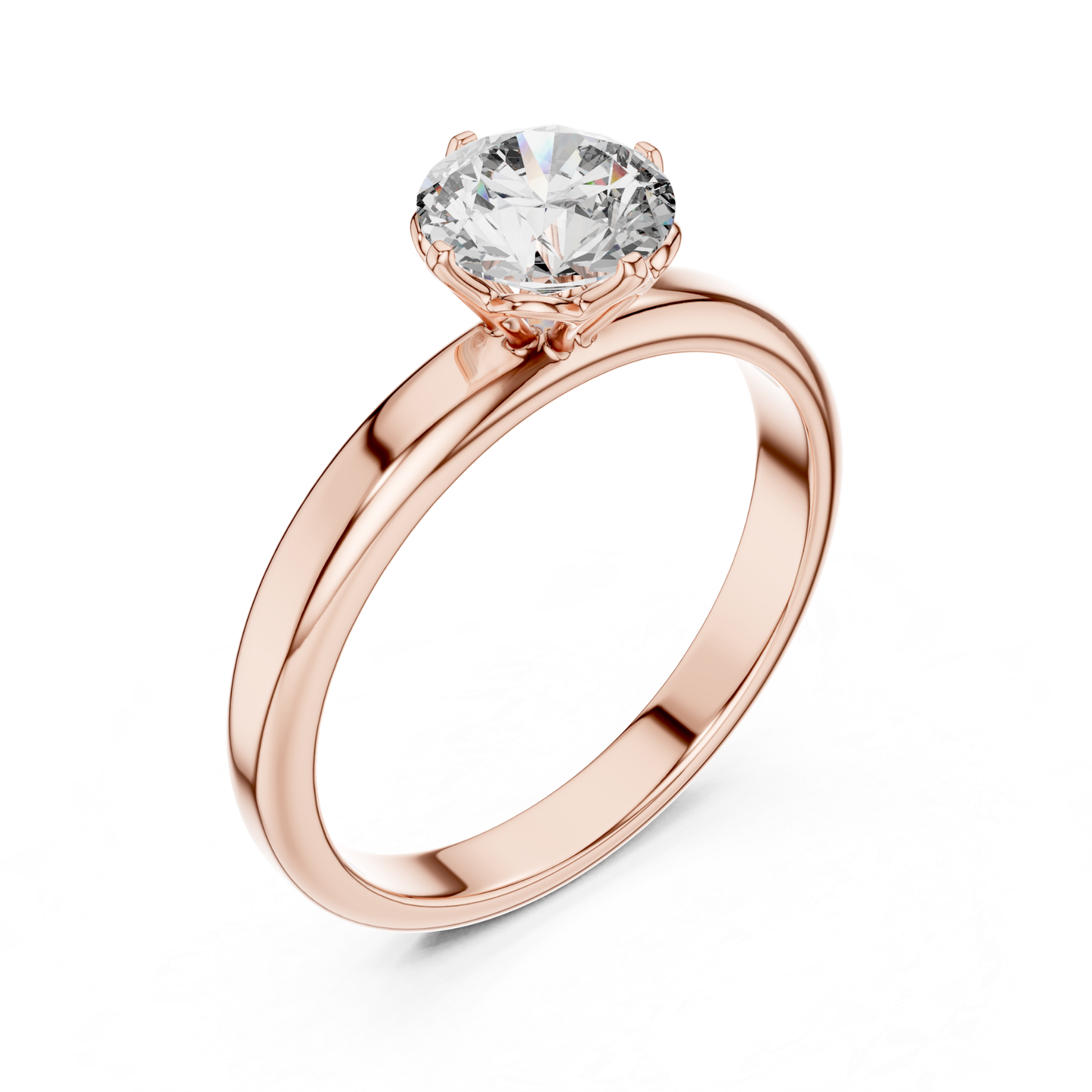 Round Diamond Plain Solitaire Ring | 18K Gold Jewelry