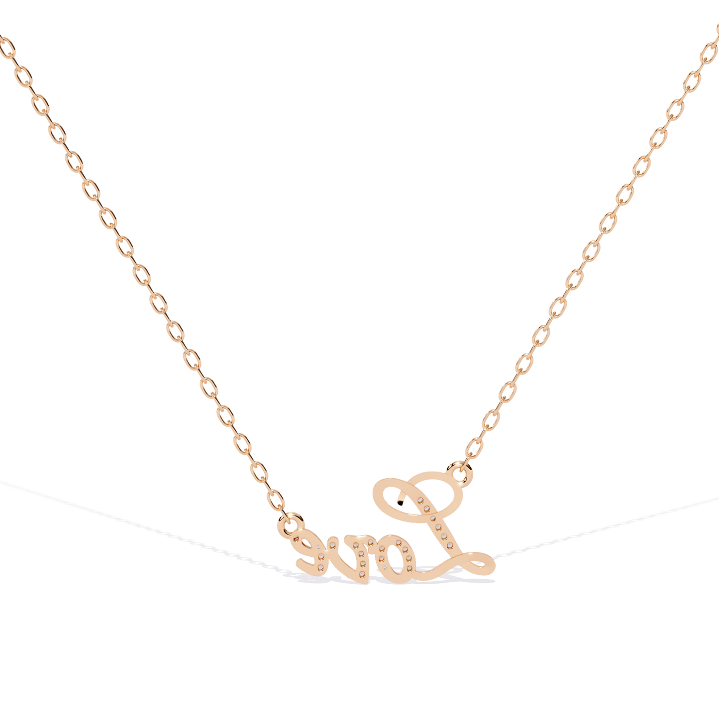 Liebe Wort Diamant Gold Anhänger Mit Kette | 18K Schmuck