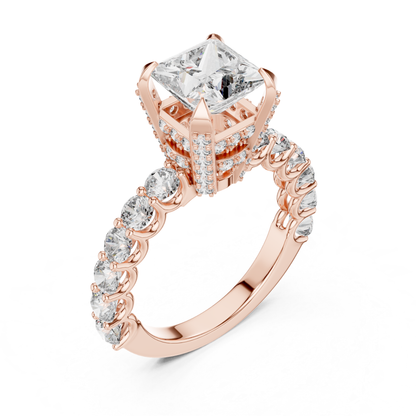 Princess Cut Diamond Ring with Pave Band | Royal Reign of Brilliance