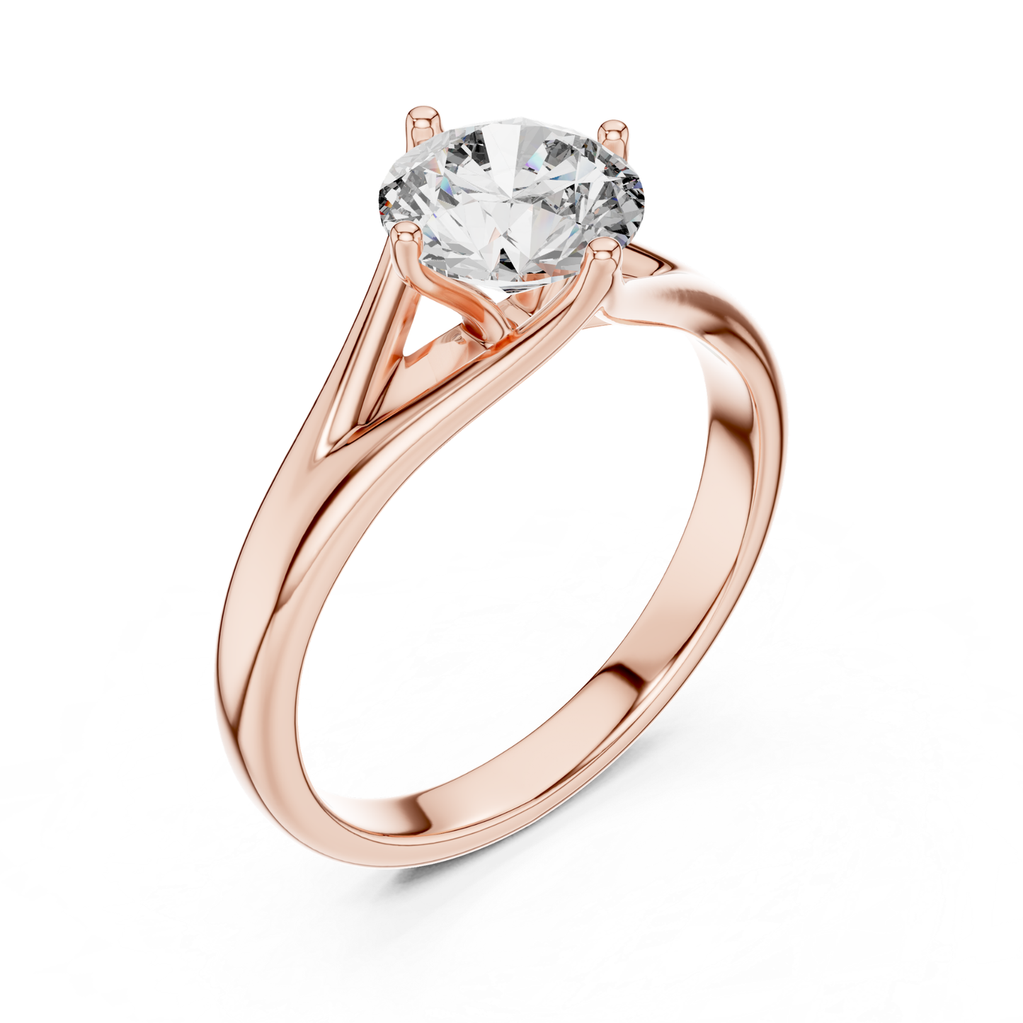 Round Diamond Split Band Ring | 18K Gold Fine Jewelry