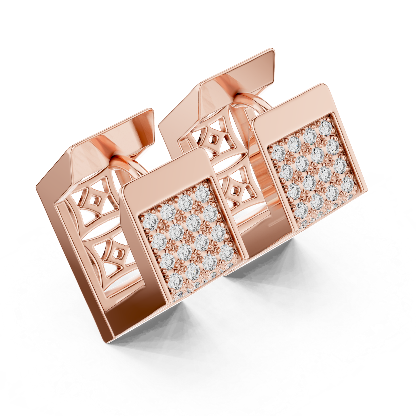 Rectangular Diamond Hoop Earrings with Multi Row Brilliance | Modern Radiance