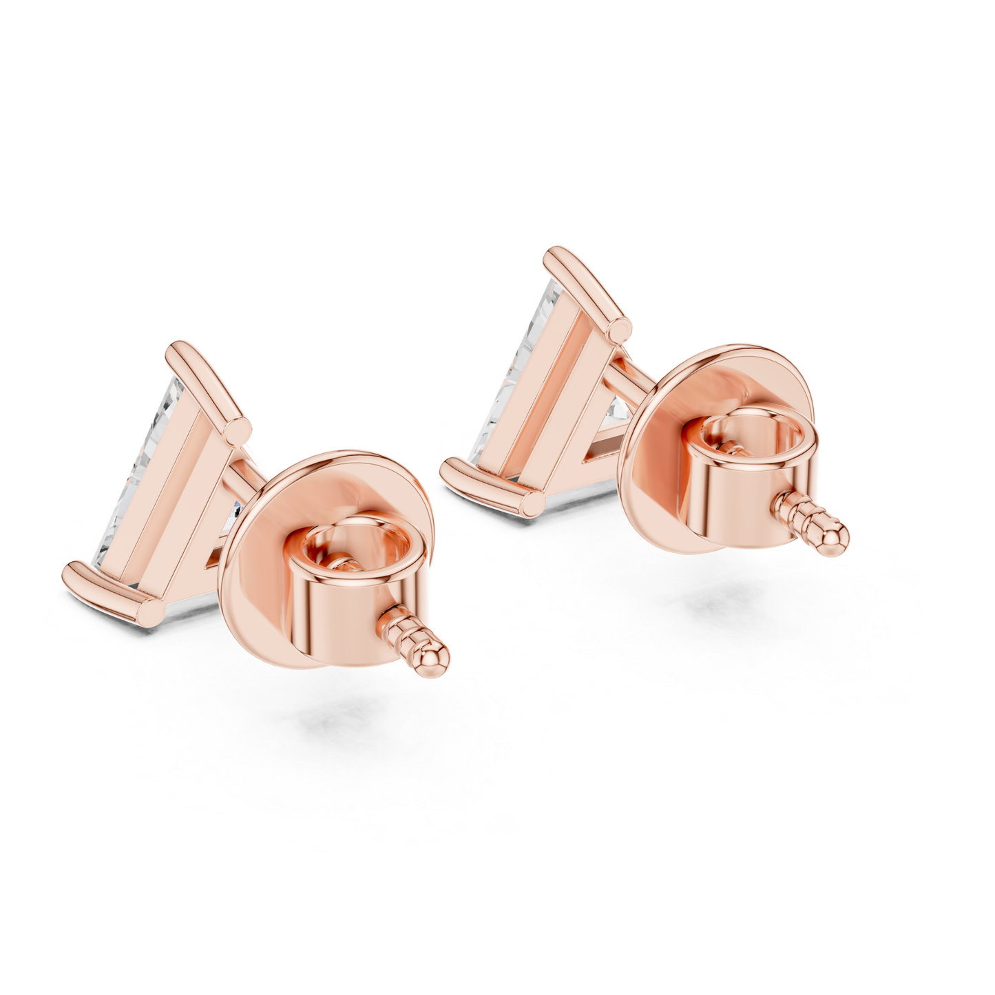 Trillion Cut Diamond Stud Earrings with Prong Setting | 18K
