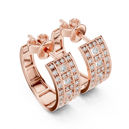 Geometric Diamond Hoop Earrings with Round Brilliant Details | Modern Luxe