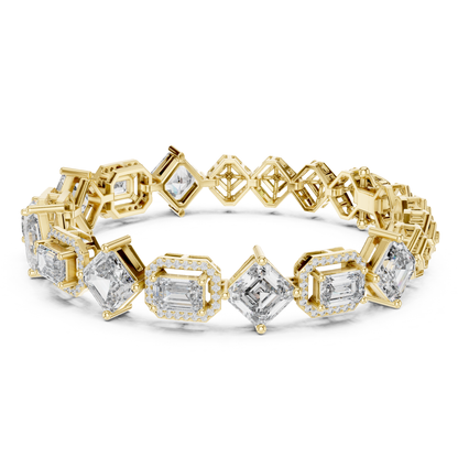 Round, Emerald & Radiant Diamond Bracelet | Luxury Tennis Style