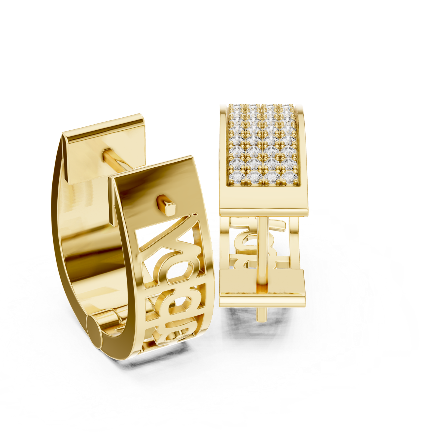 Wide Diamond Hoop Earrings with Multi Row Pave Design | Luxe Radiance