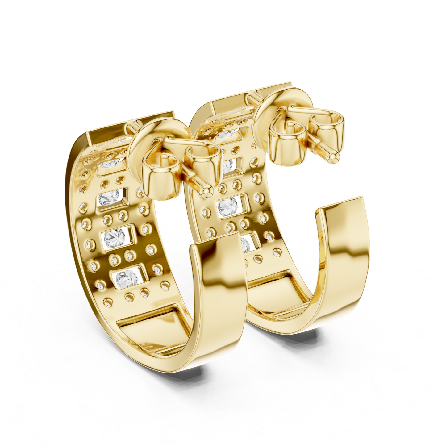 Geometric Diamond Hoop Earrings with Round Brilliant Details | Modern Luxe