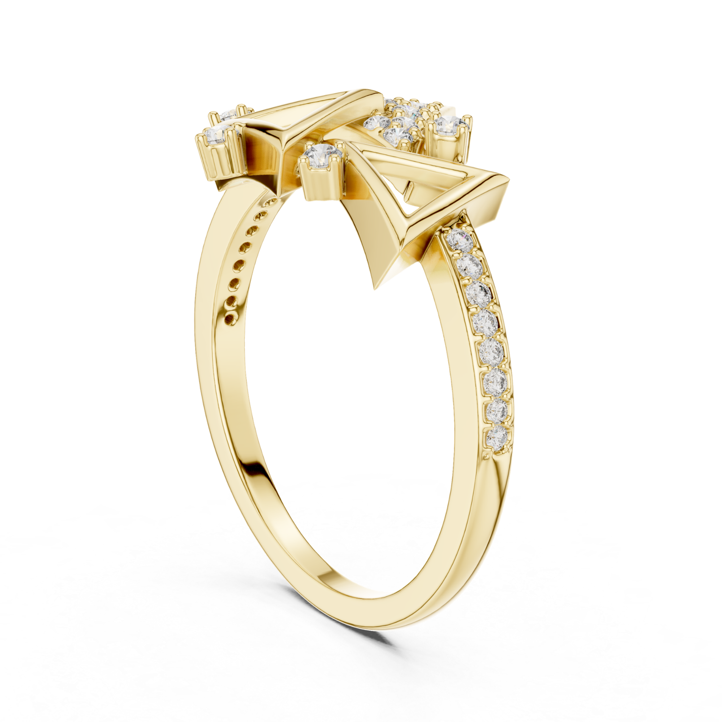 Round Diamond Triangle Open Wrap Ring | Modern Luxury Style