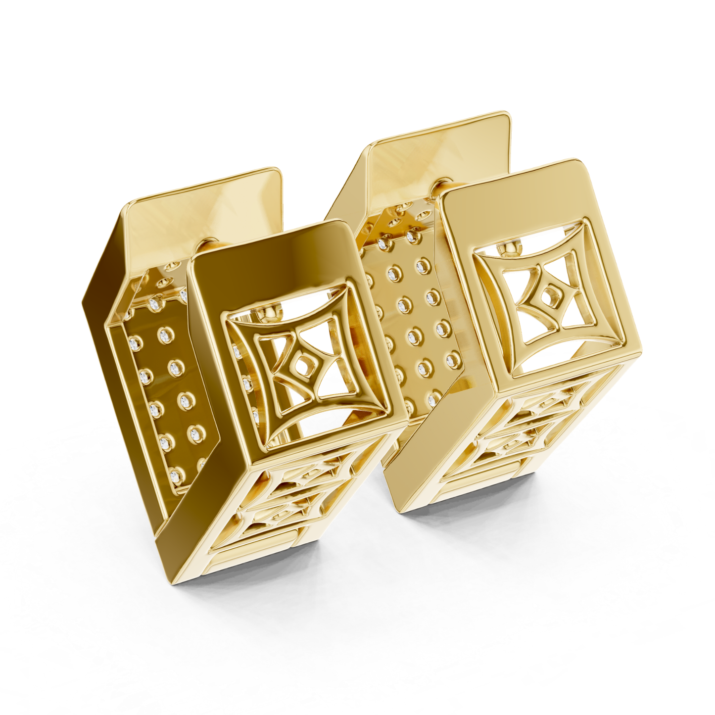 Rectangular Diamond Hoop Earrings with Multi Row Brilliance | Modern Radiance