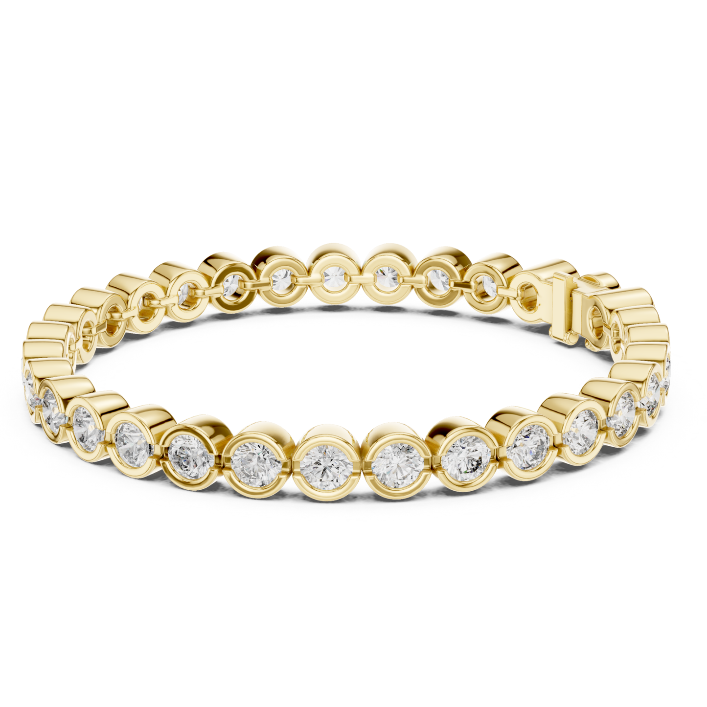 Round Bezel Set Diamond Tennis Bracelet | Modern Luxury Style