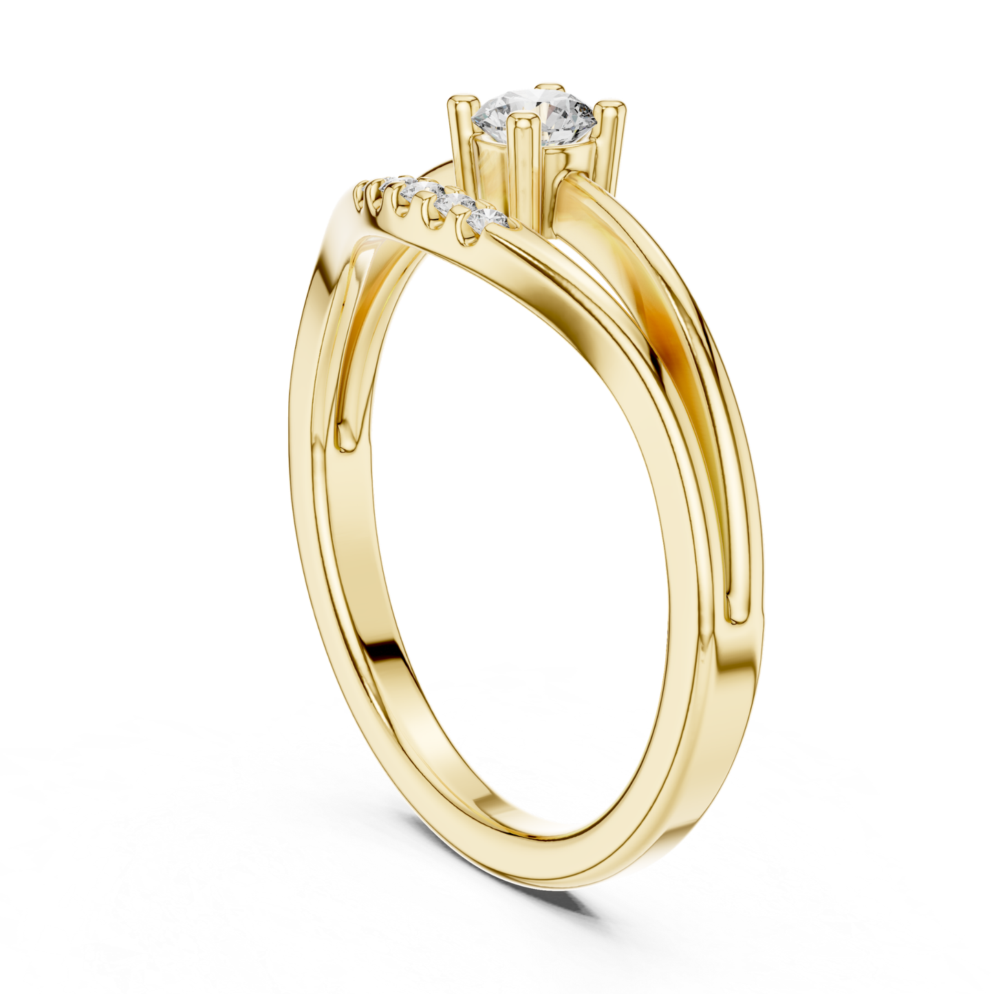 Round Cut Diamond Chevron Ring | Elegant Minimal Luxury Style