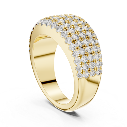 Luxury Multi Row Diamond Ring | Round Brilliant Sparkle