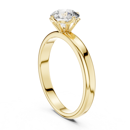 Round Diamond Plain Solitaire Ring | 18K Gold Jewelry