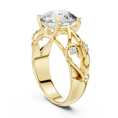 Round Cut Diamond Ring with Detailed Band | Every Detail Shines