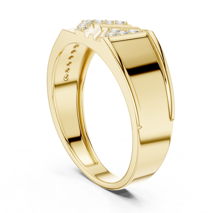 Luxury Round Diamond Chevron Band | Modern Statement Style
