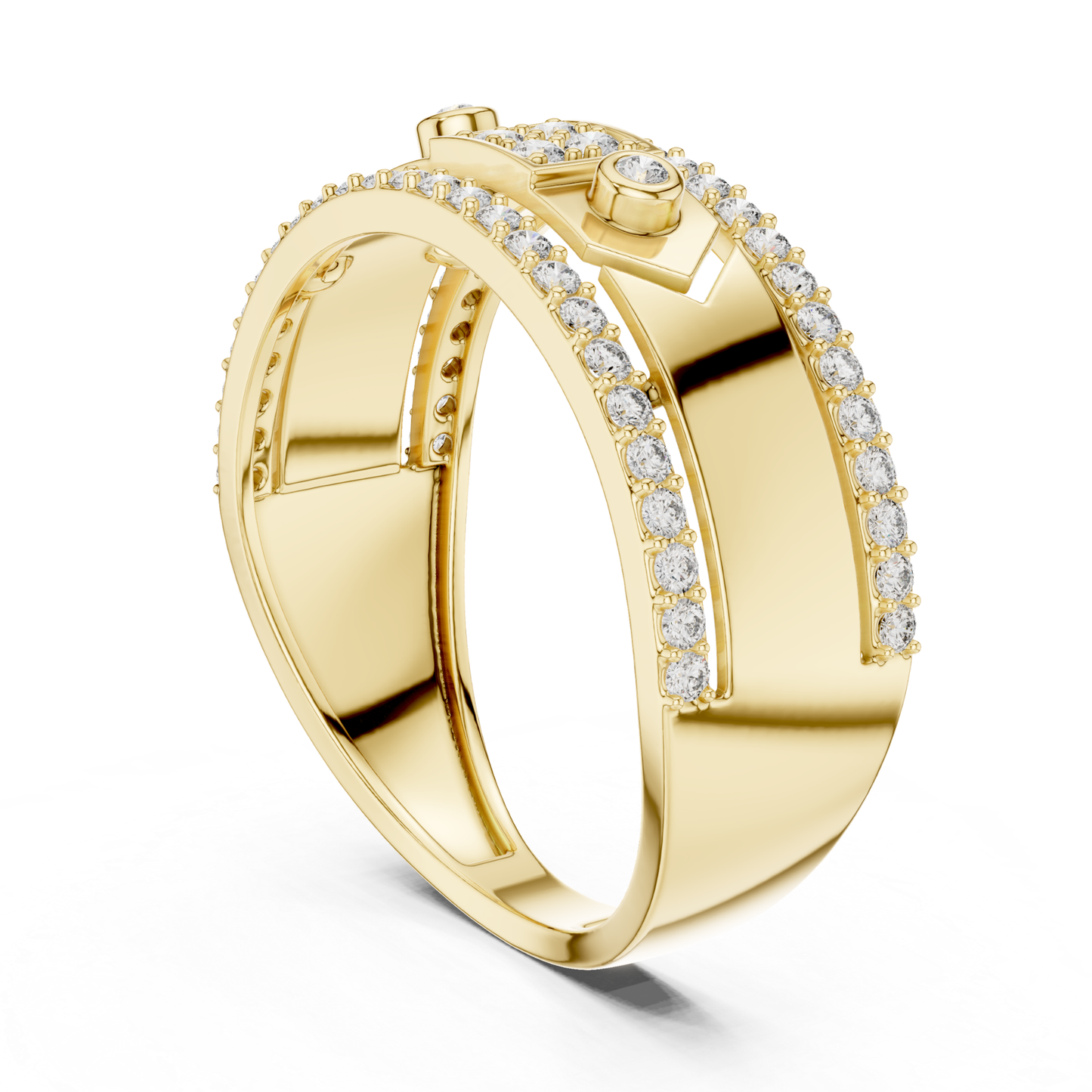 Luxury Diamond Square Center Band Rings | Modern Statement Style
