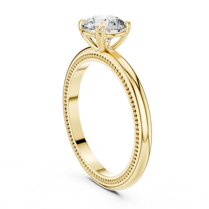Round Diamond Milgrain Band Ring | 18K Gold Fine Jewelry