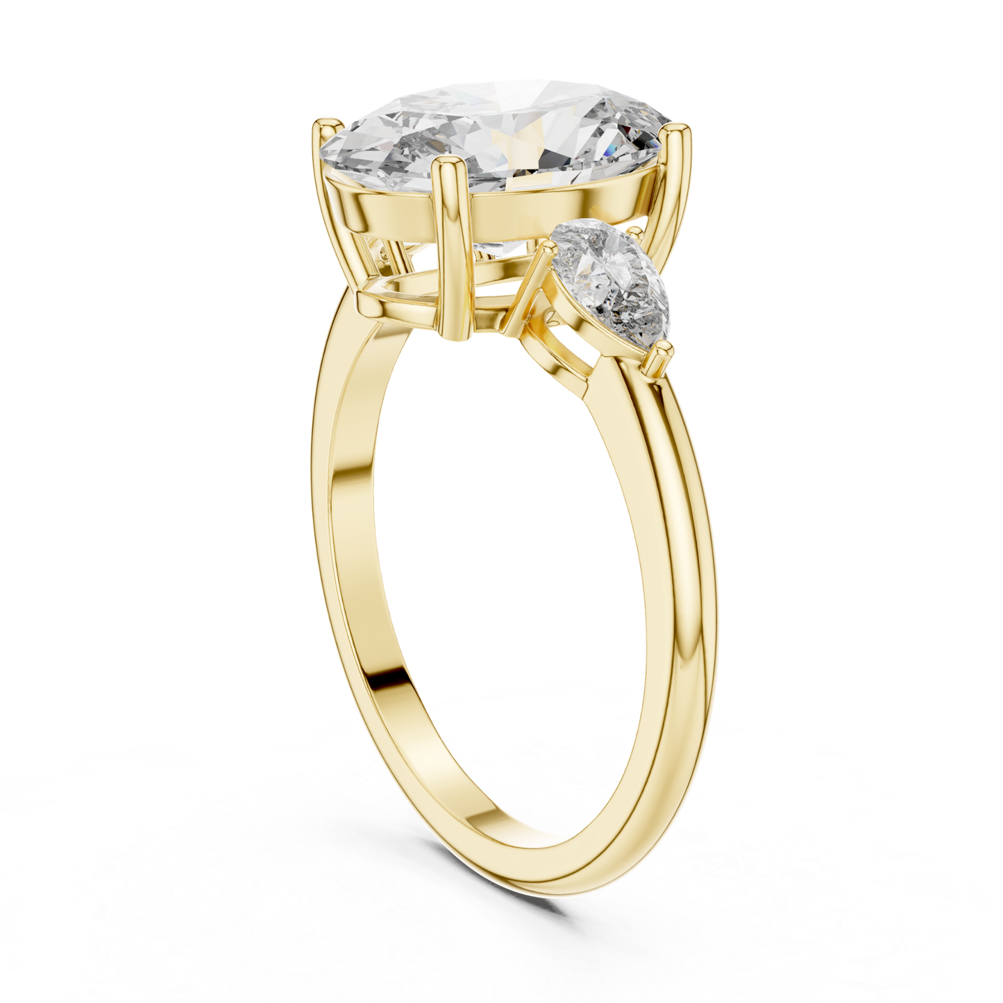 Pear Cut Diamond Ring with Oval Side Stones | Grace Meets Glamour