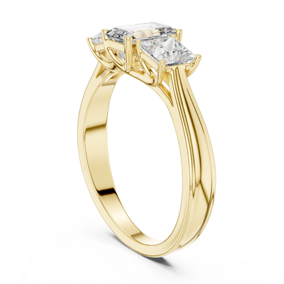 Emerald Center Three Diamond Band Ring | Royally Green & Brilliant