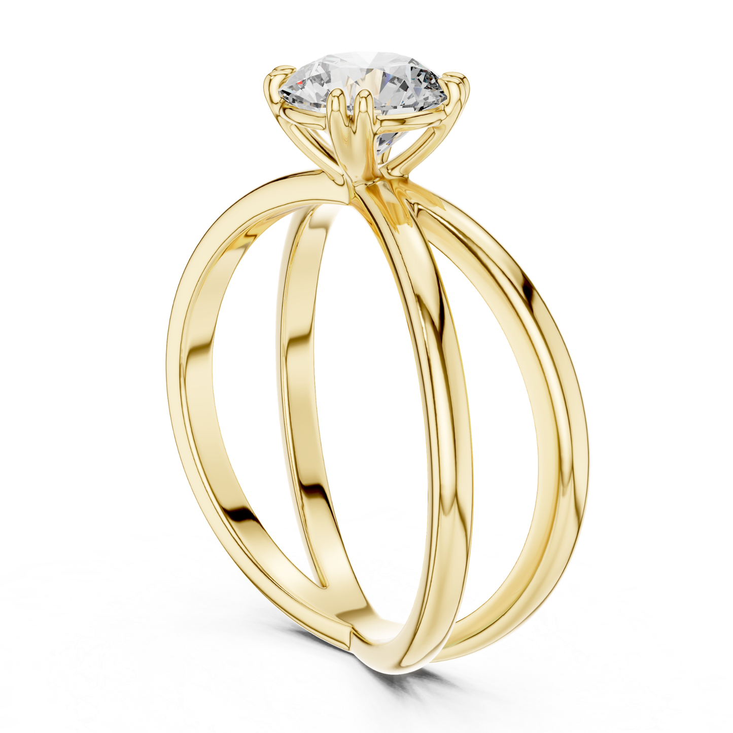 Round Diamond Criss Cross Band Ring | Where Brilliance Intertwines