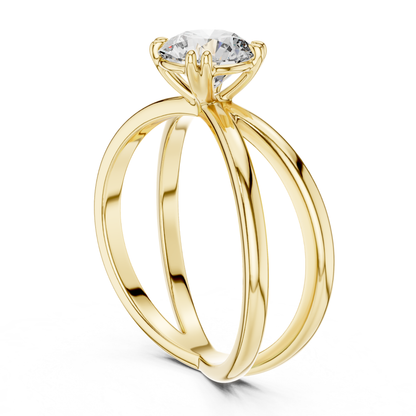 Round Diamond Criss Cross Band Ring | Where Brilliance Intertwines