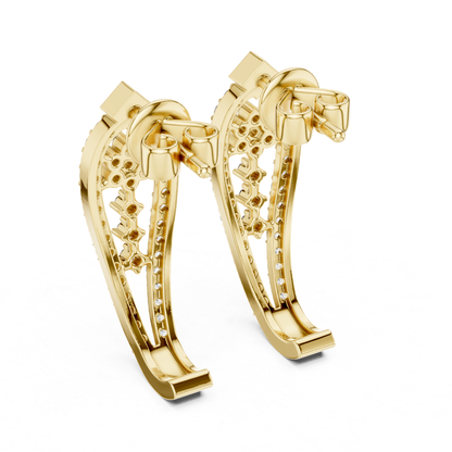 Floral Geometric Diamond Drop Earrings | Openwork Luxury Design