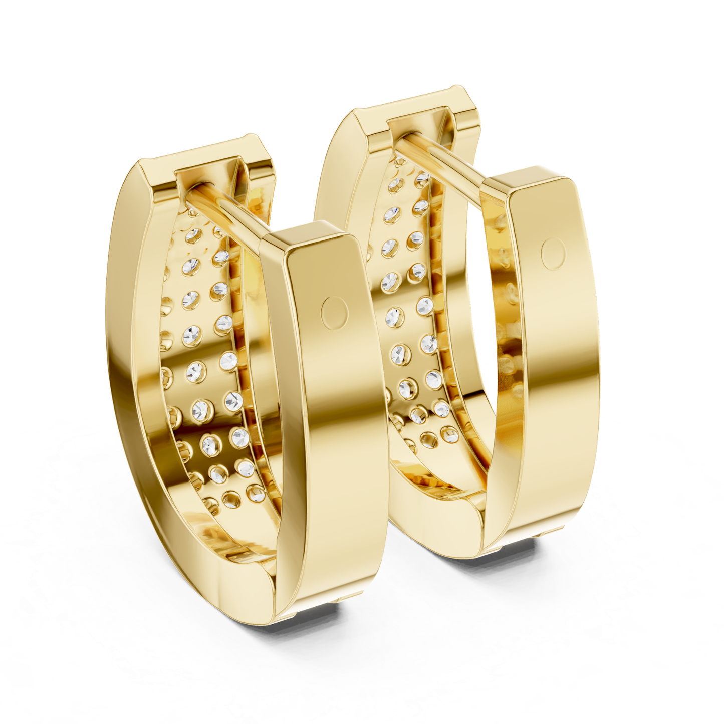 Rectangular Diamond Hoop Earrings with Multi Row Brilliance | Modern Radiance