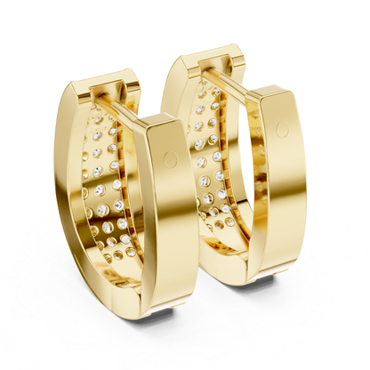 Rectangular Diamond Hoop Earrings with Multi Row Brilliance | Modern Radiance