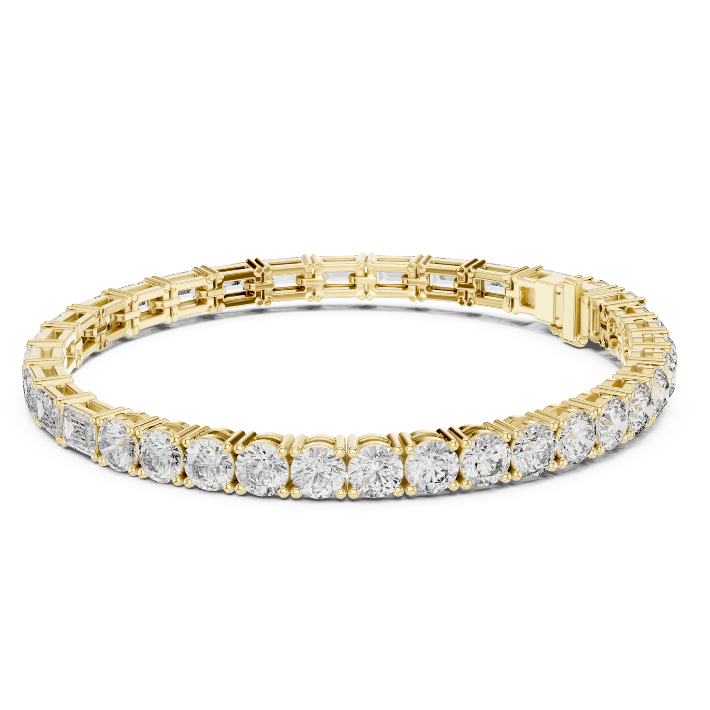 Round & Emerald Cut Diamond Tennis Bracelet | Luxury Elegance Style