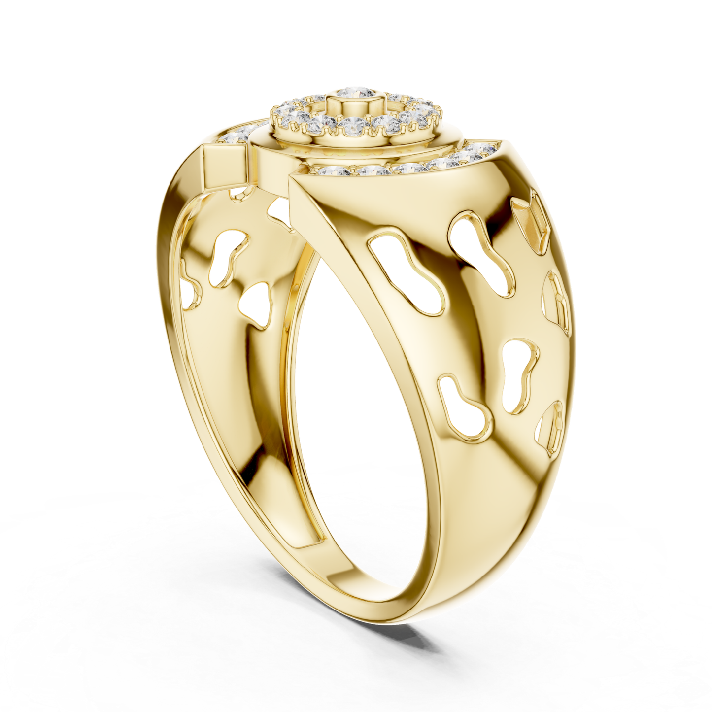 Luxury Diamond Circle Statement Rings | Modern White Gold Style