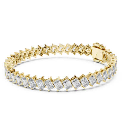 Emerald Cut Diamond Tennis Bracelet | Luxury White Gold Style