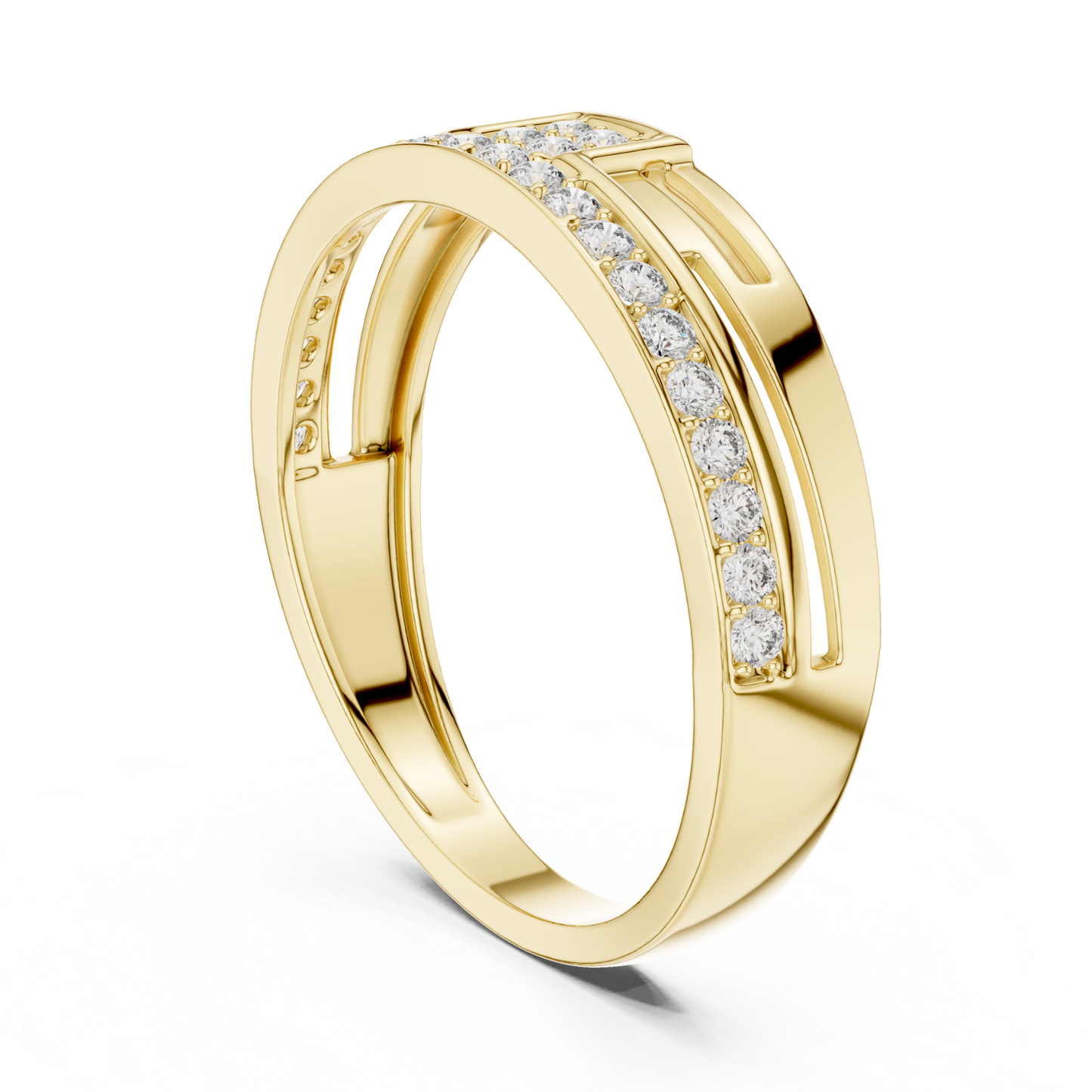 Round Diamond Channel Set Wedding Band | Modern Luxury Style
