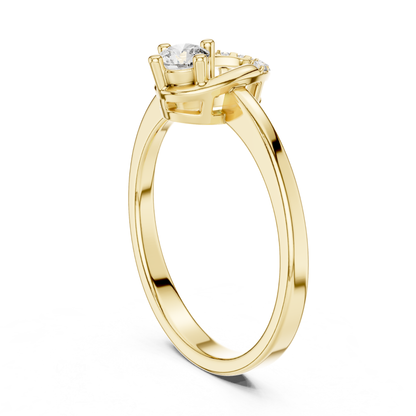 Round Diamond Curved Accent Ring | Elegant Modern Gold Style