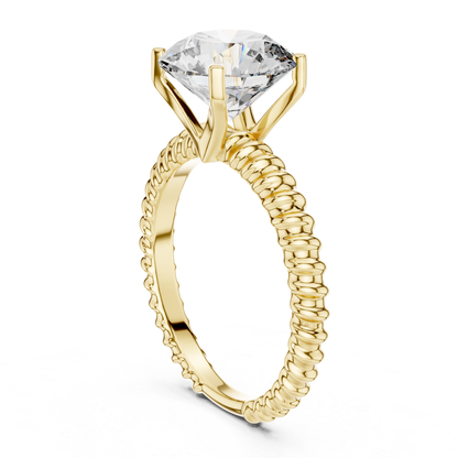 Round Diamond Rope Texture Ring | Twisted in Pure Brilliance
