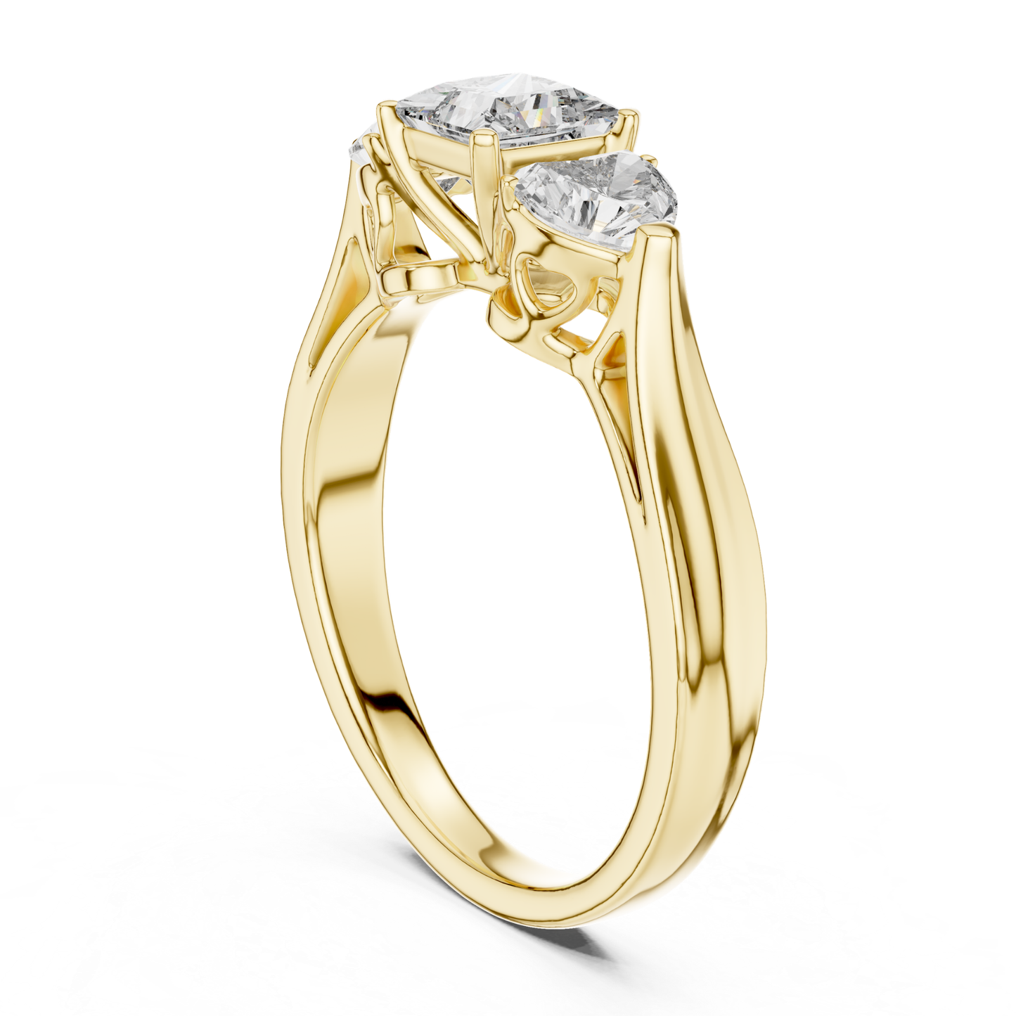 Princess Center Three Diamond Band Ring | Reign in Brilliance