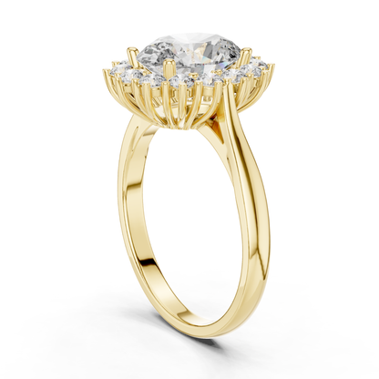 Oval Cut Halo Diamond Rings | Luxury Yellow Gold Statement Style
