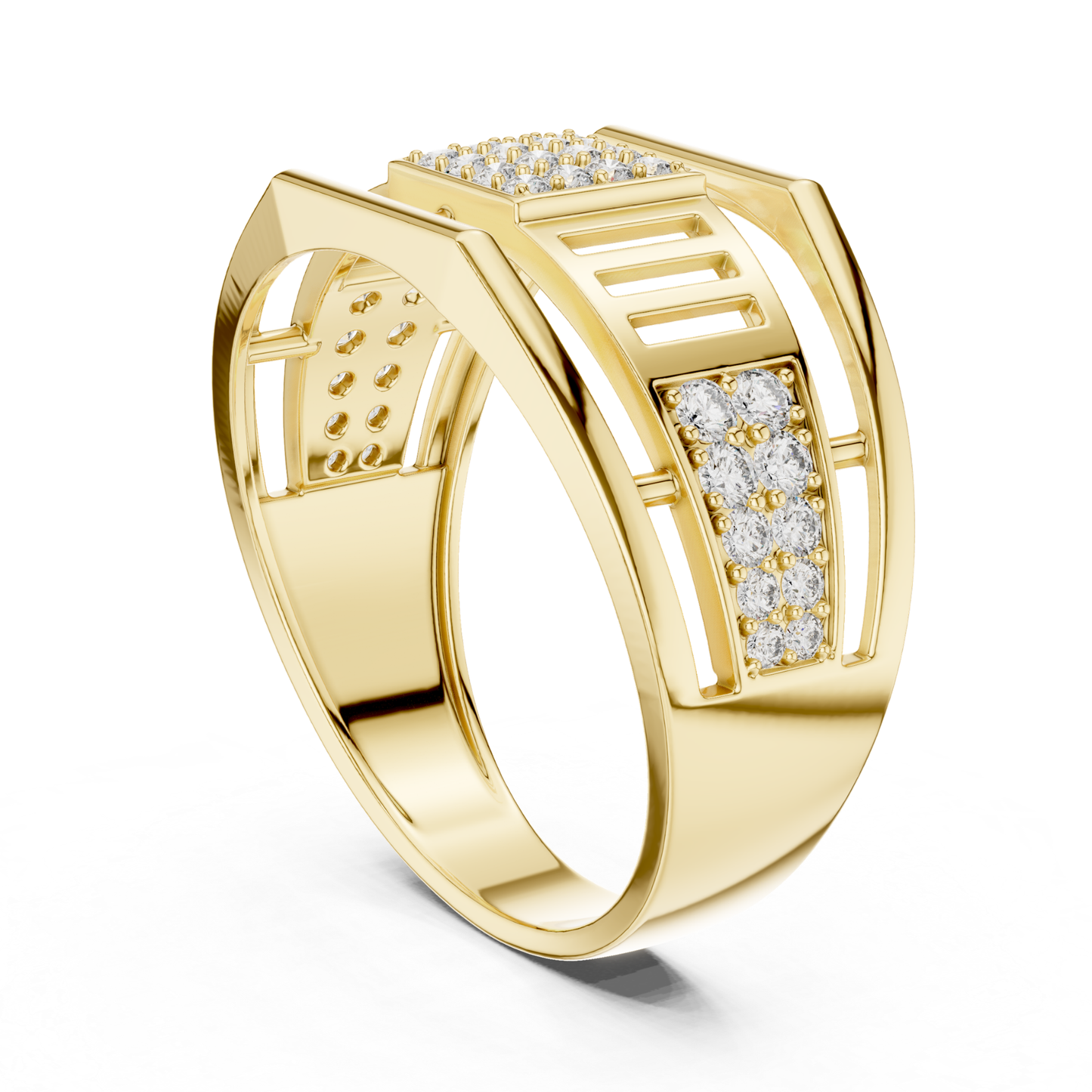 Round Diamond Square Cluster Diamond Band | Modern Luxury Style