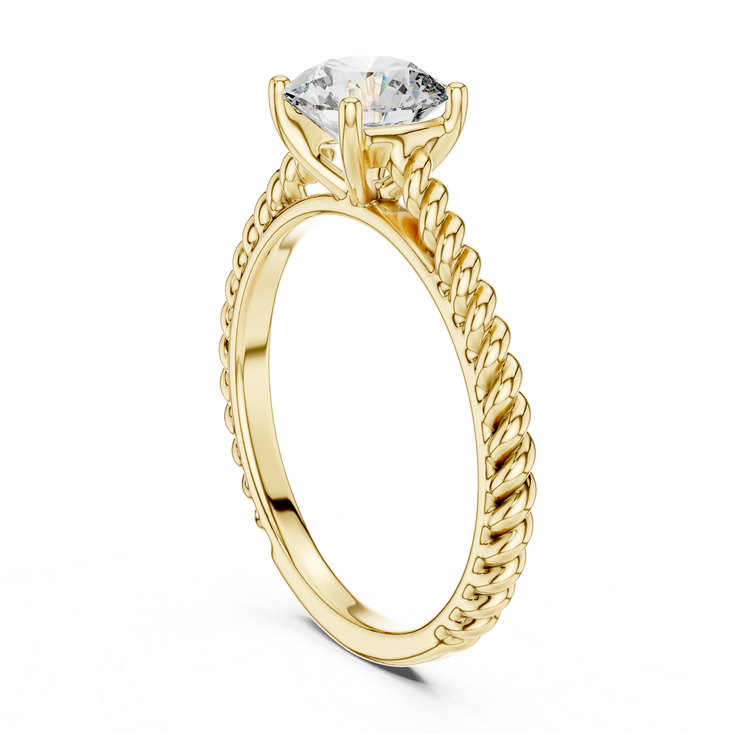 Round Diamond Rope Band Ring | 18K Gold Fine Jewelry