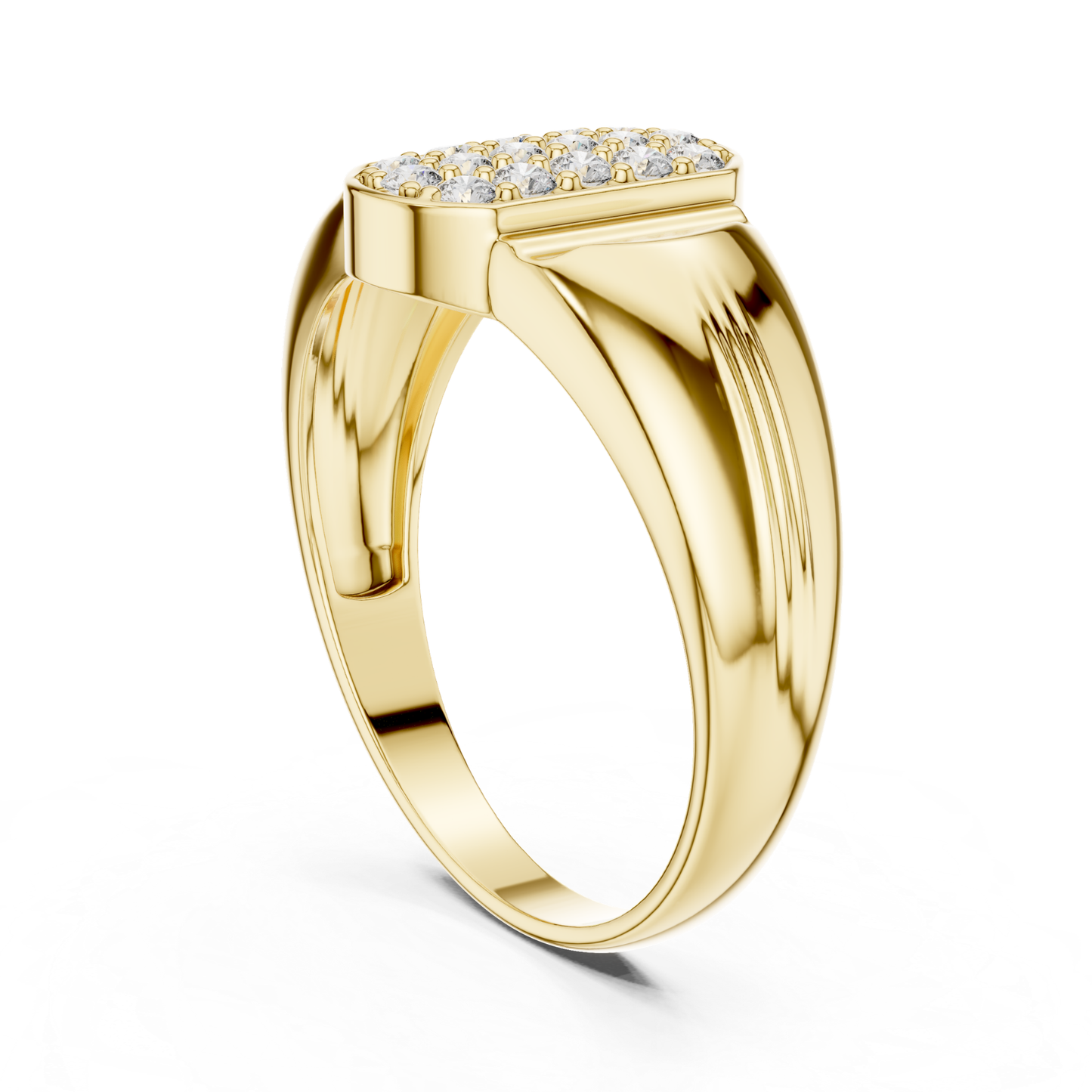 Round Diamond Cluster Signet Ring | Modern Luxury Style