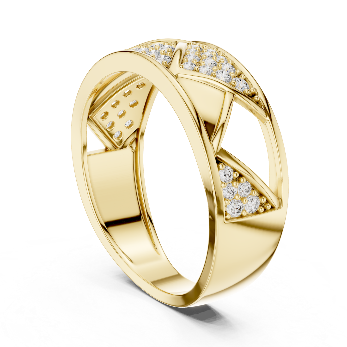 Round Diamond Open Triangle Ring | Modern Luxury Style