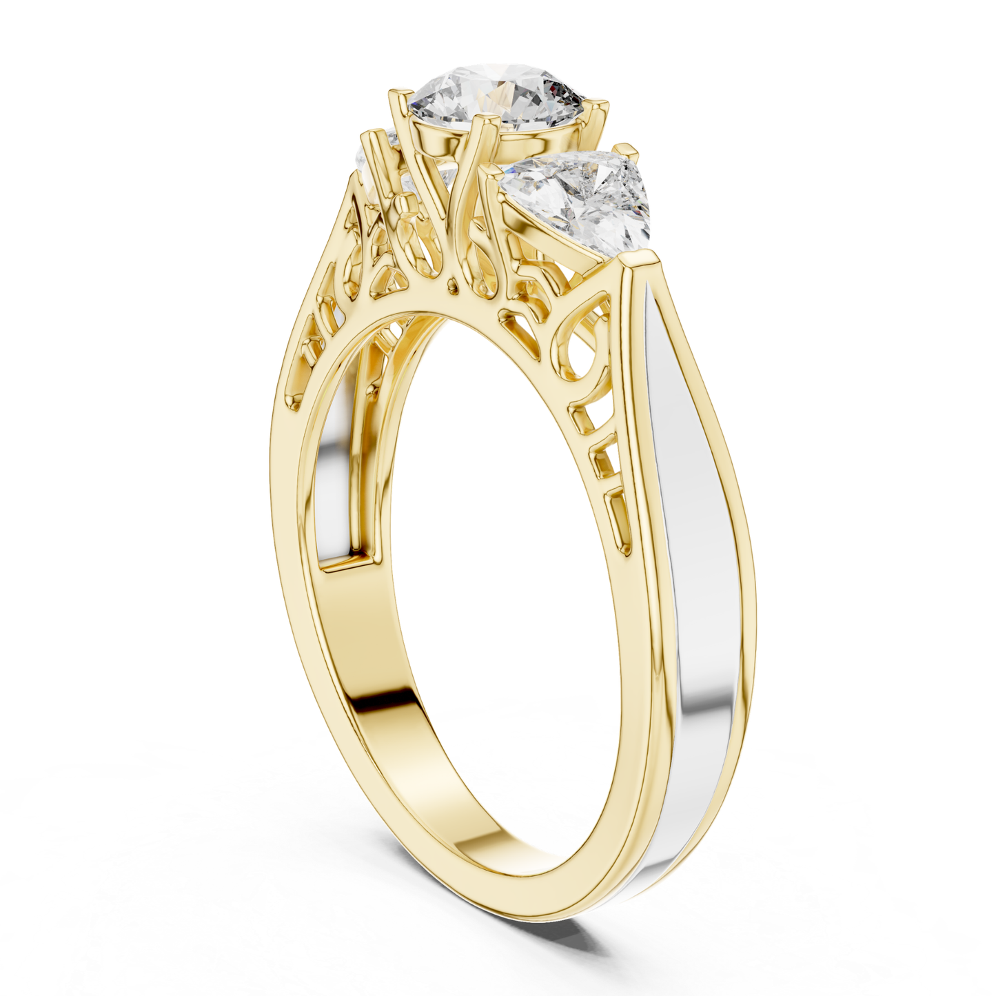 Runder Diamant-Ring mit drei Steinen | Drei Steine, eine Liebe