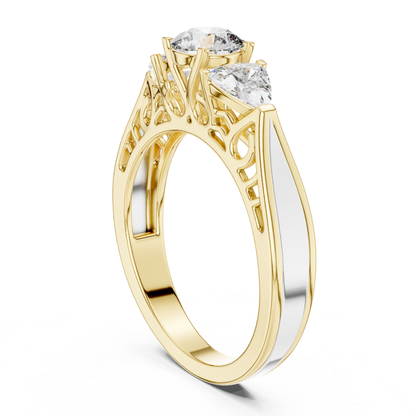 Runder Diamant-Ring mit drei Steinen | Drei Steine, eine Liebe